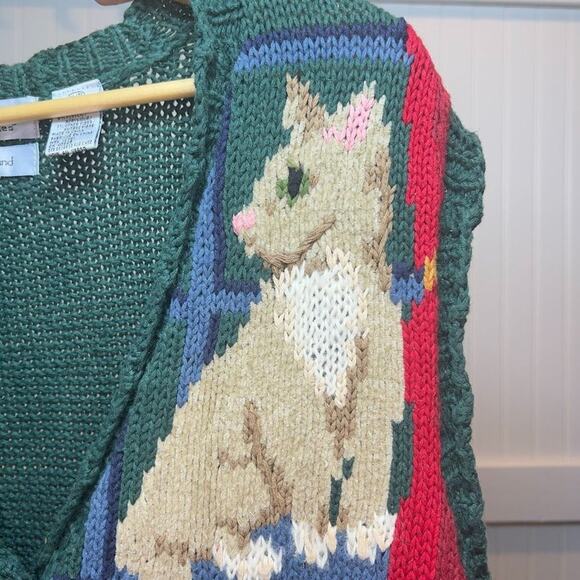 Vintage Signatures by Northern Isles Cat Animal Cotton Hand Knit Sweater Vest - Picture 8 of 12